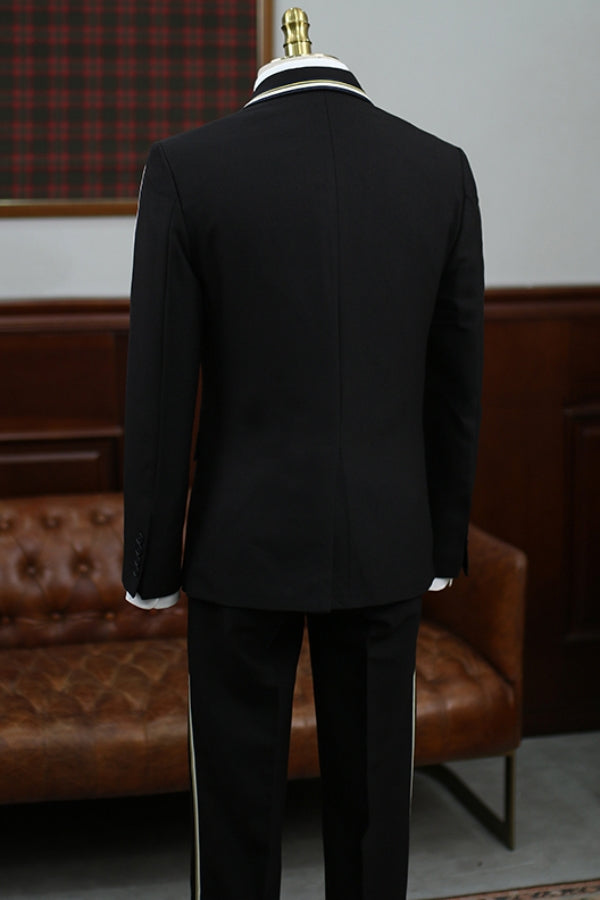 British Style Black Ribbon Stitching Chic Prom Suit