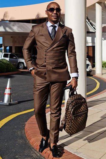 Brown Best Fitted Peaked Lapel Bespoke Prom Suits