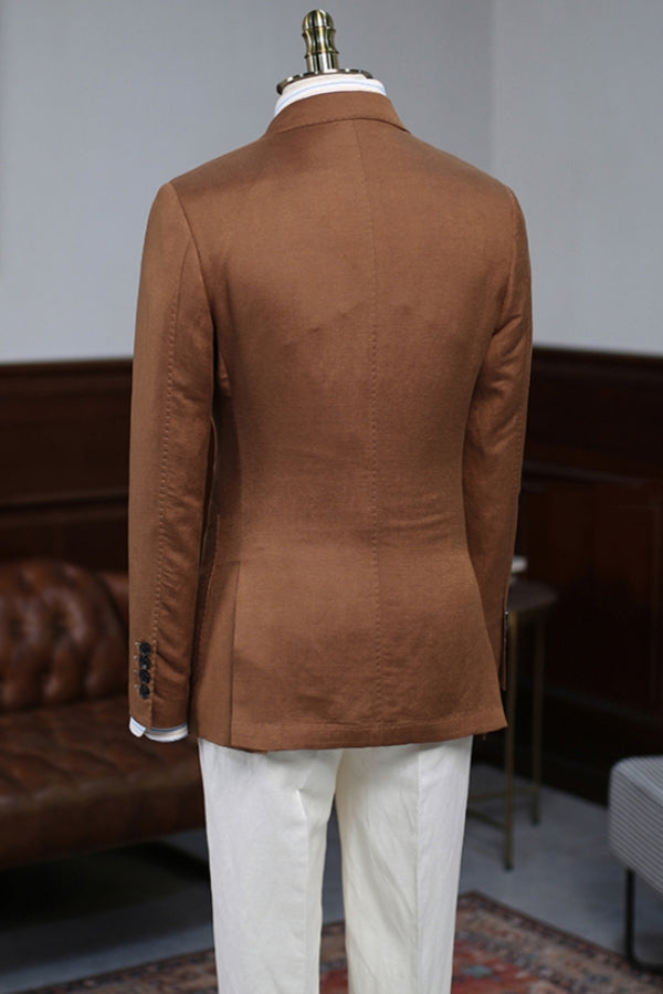 Brown Double Breasted Slim Fit Stylish Men Suit