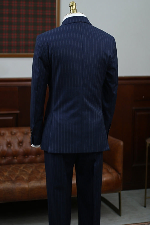 Navy Blue Pinstripe Double Breasted Formal Suits