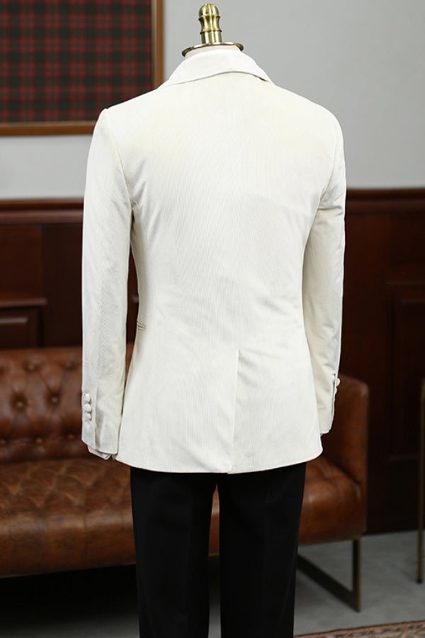 Simple White Shawl Lapel One Button Wedding Suit