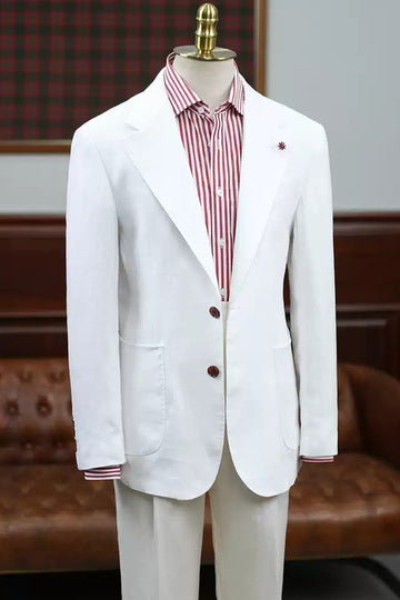 White Linen Best Fitted Prom Men Suit