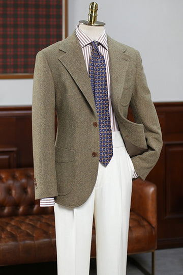 Brown Fashion 2 Pieces Bespoke Prom Suit with White Pants