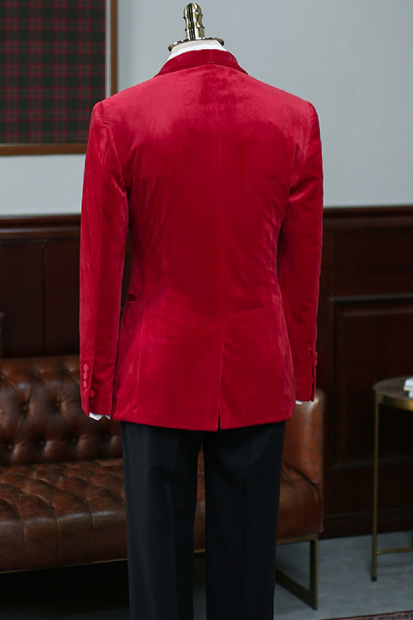 Hot Red Velvet Shawl Lapel One Button Prom Suit