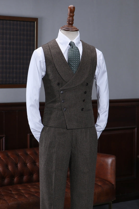Gentlemen 3 Piece Tailored Coffee Brown Men's Business Suit