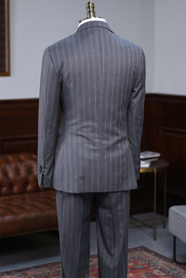 Fashion 3 Piece Dark Gray Pinstripe Men's Business Suit