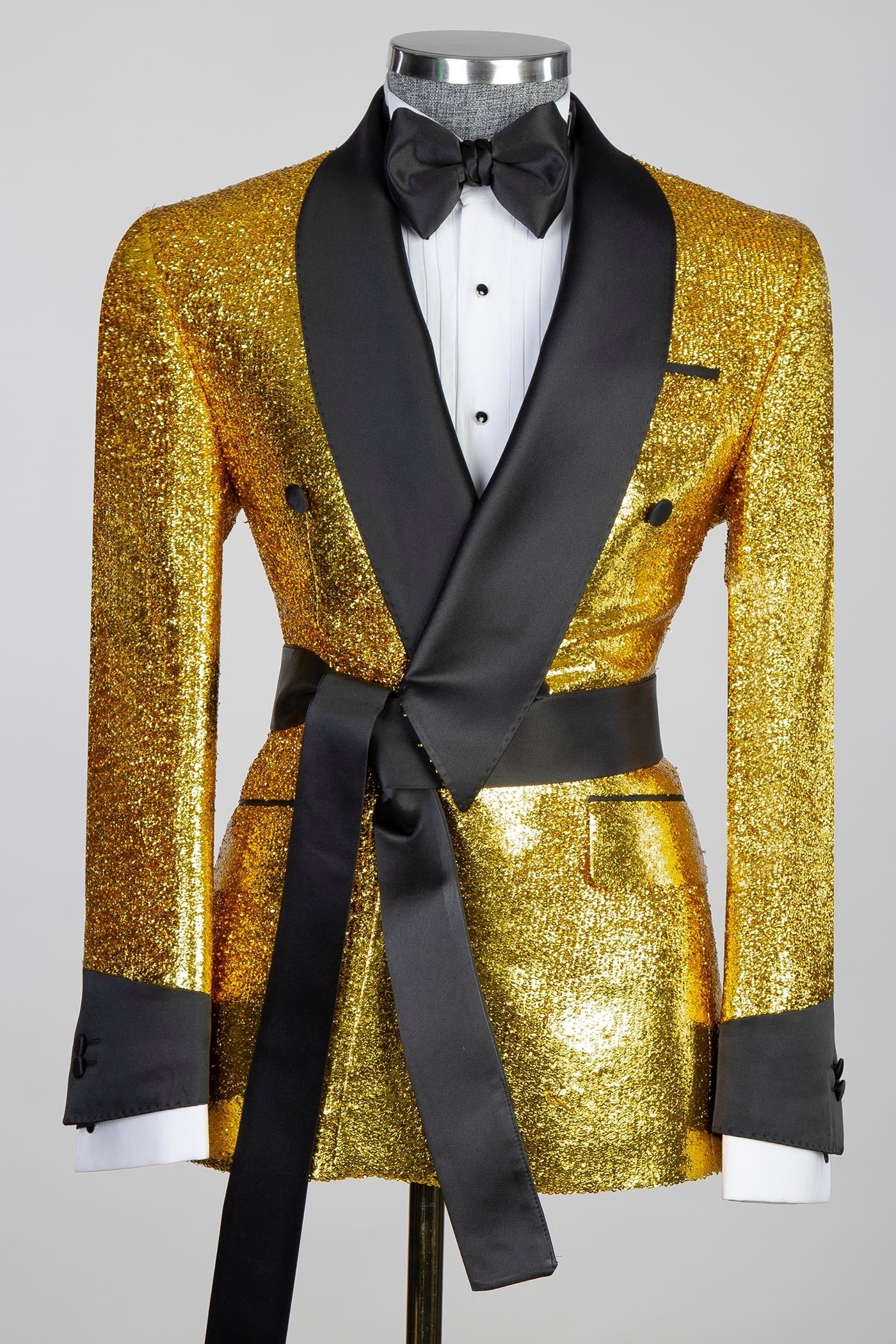 Sparkly Gold Sequins Double Breasted Wedding Suits