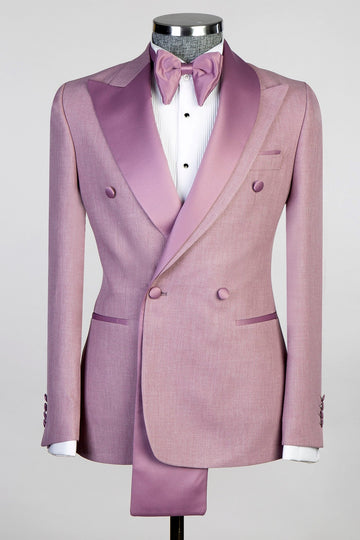 Chic Double Breasted Slim Fit Prom Men Suit with Special Collar