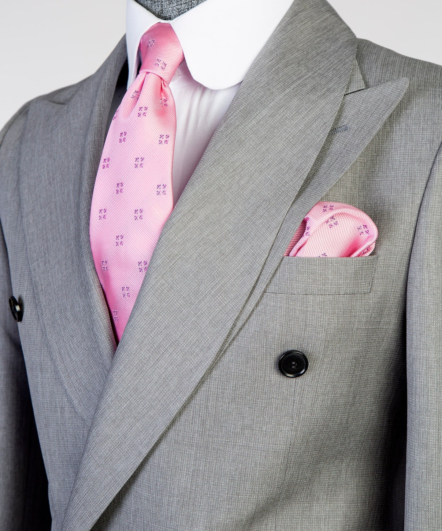 Gray Double Breasted Slim Fit Prom Suit with Special Collar
