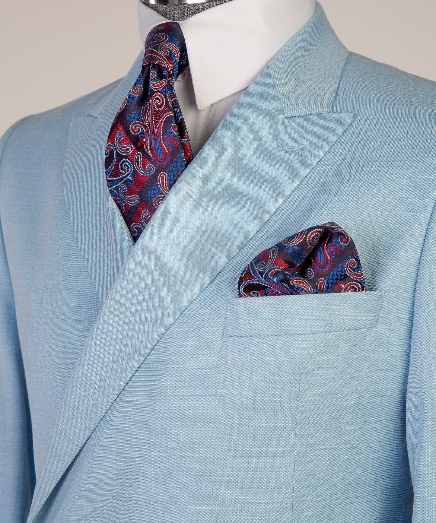 Blue Double Breasted Prom Men Suits with Gold Button