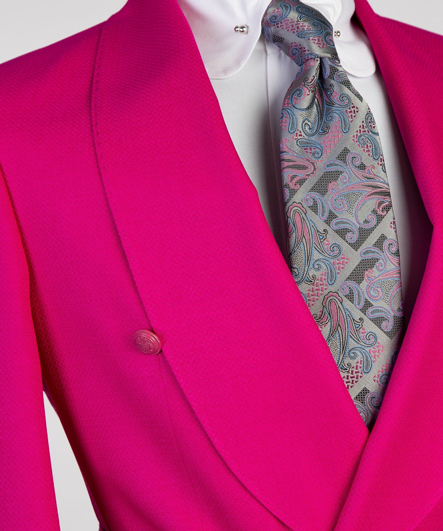 Hot Fuchsia Shawl Lapel Double Breasted Prom Suits for Boy