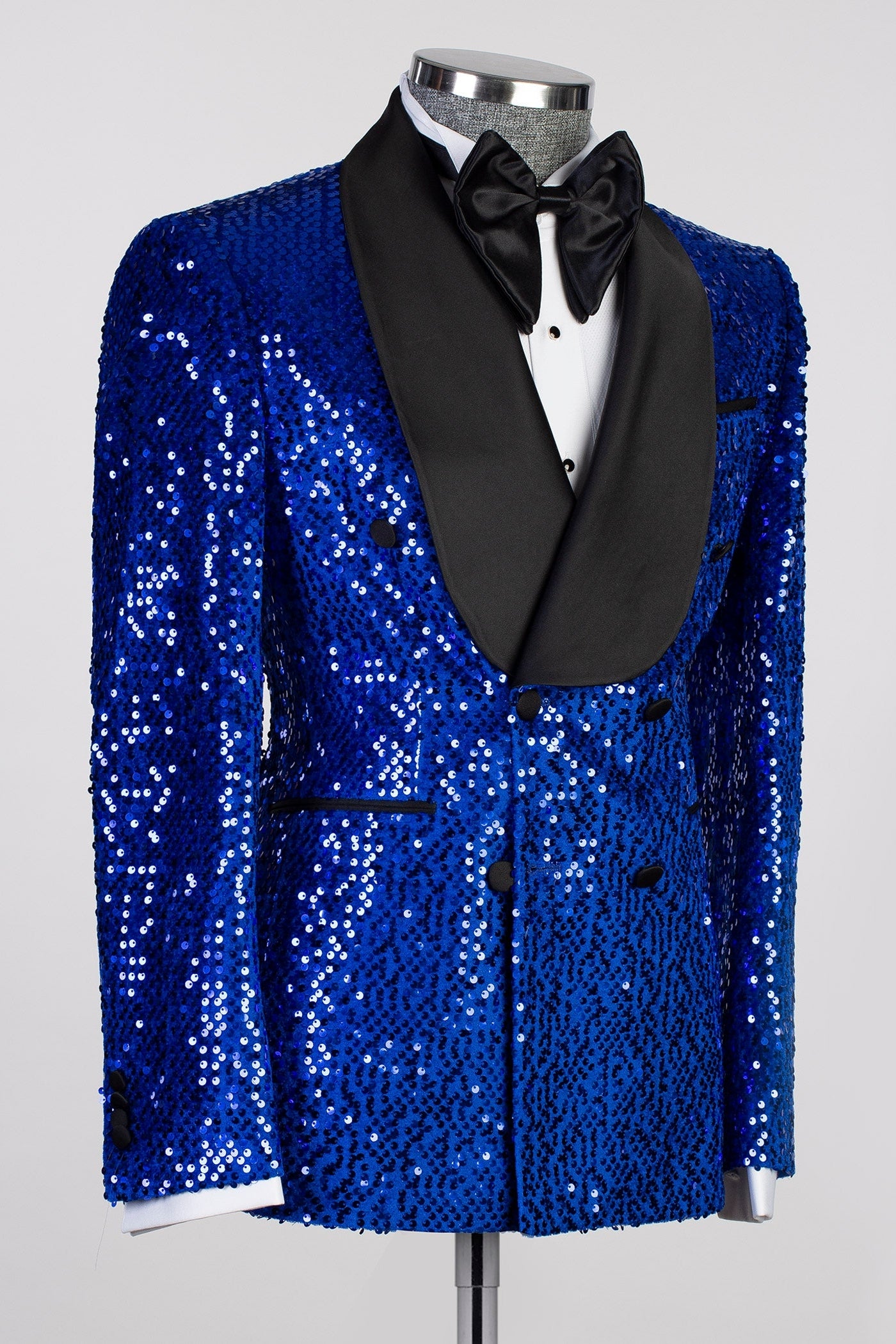 Royal Blue Sequins Double Breasted Cool Prom Suits