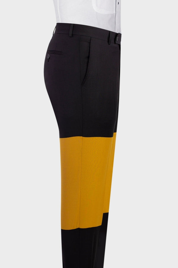 Yellow and Black Double Breasted Fashion Prom Suits