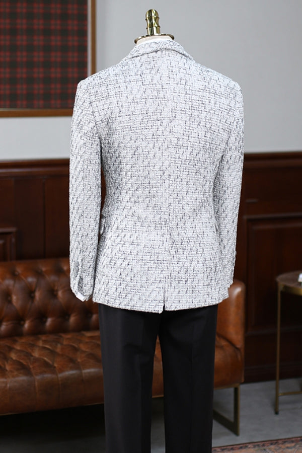 Modern Off-White Woven Slim Fit Men's Banquet Suit Blazer (No Pants)