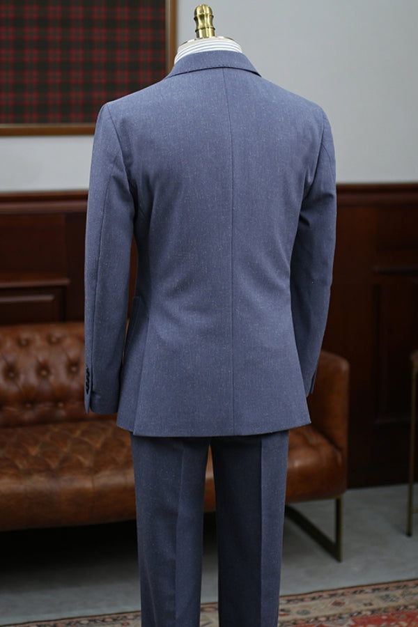 Italian Naples Gray-Blue LInen Blend Retro Casual Suit