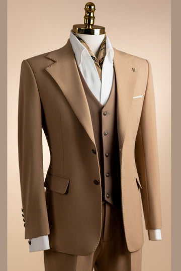Light Brown 3-Pieces Notch Lapel Bespoke Men Suits for Business