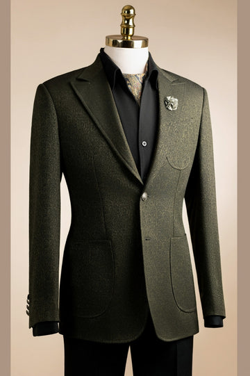 Gorgeous Peak Lapel Jacquard Slim Fit Prom Men Suits with Black Pants