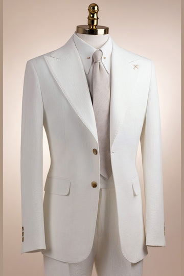 Classic White Peak Lapel Best Fitted Business Men Suits