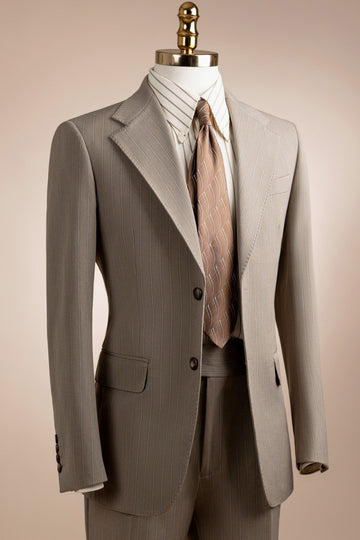 Khaki Stripe Two Pieces Formal Business Suits