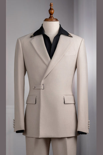 Khaki Notch Lapel Special Design One Button Prom Men Suit