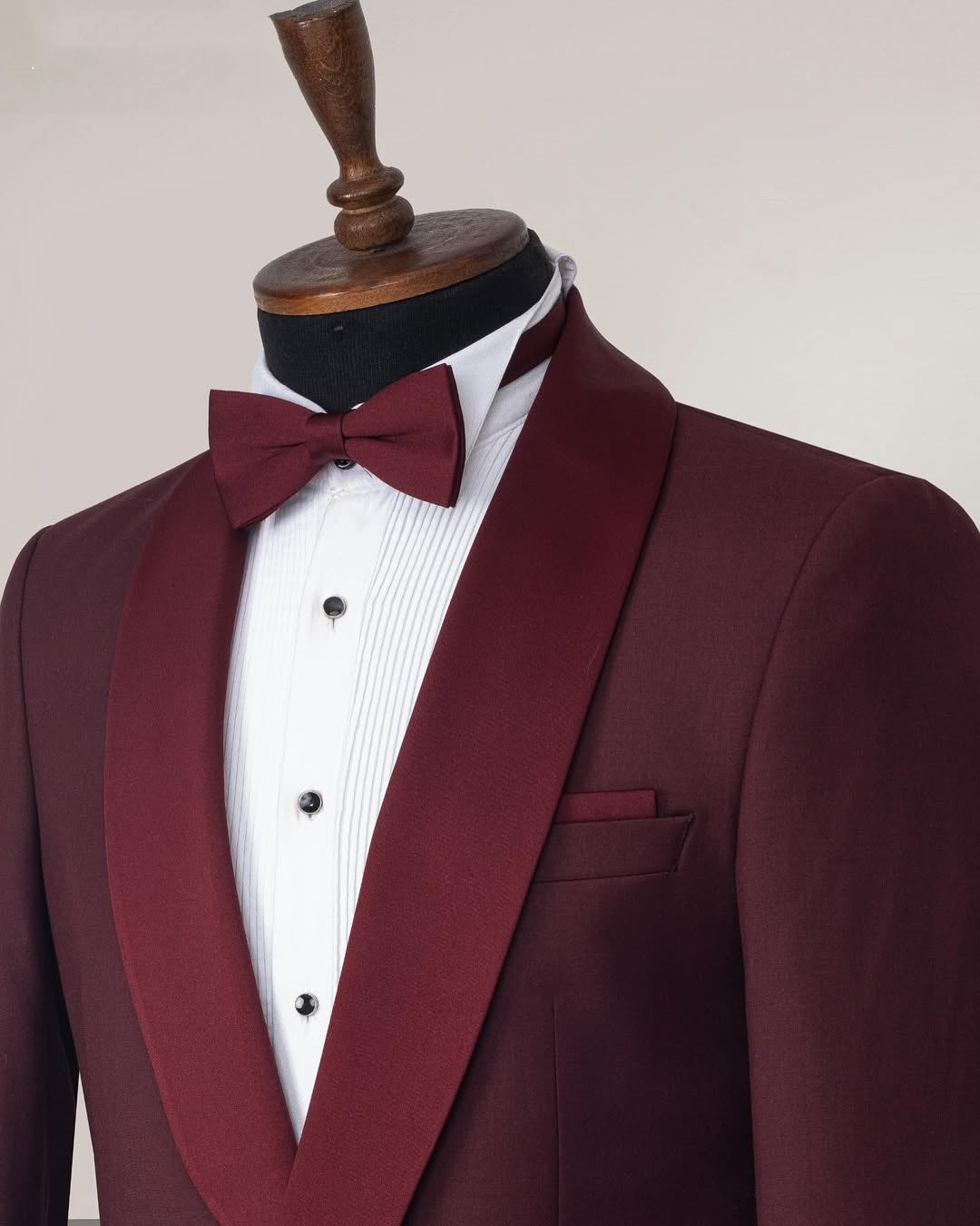 One Button Burgundy Satin Shawl Lapel Cheap Men's Suit