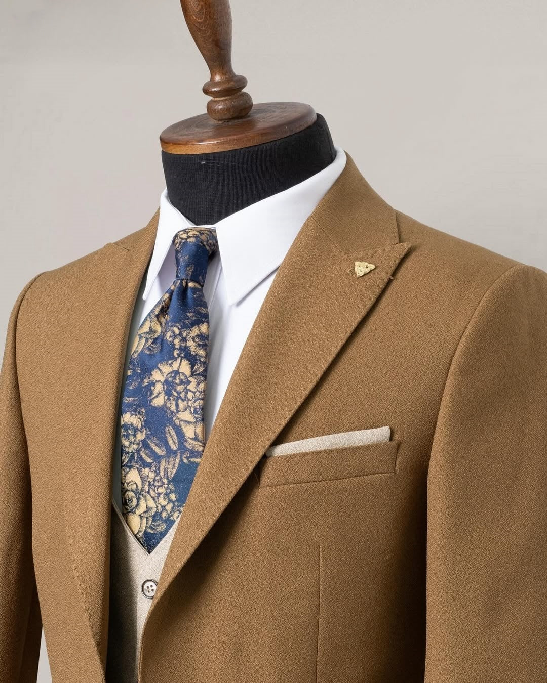 Tailored 3 Piece Brown Men's Formal Suit for Business
