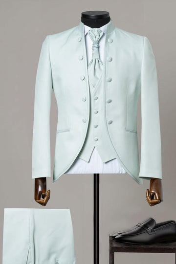 3 Piece Light Mint Wedding Tuxedo with Waistcoat
