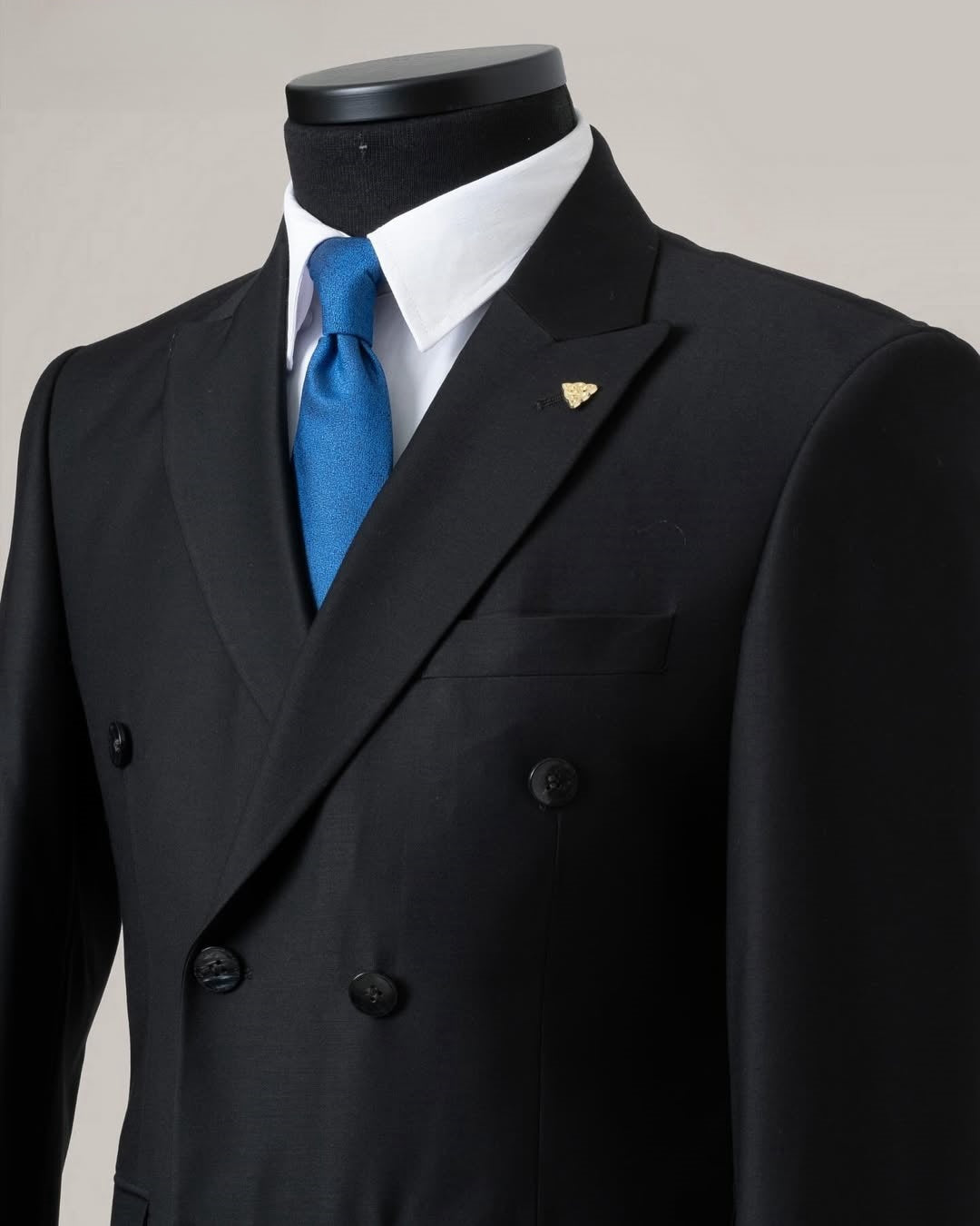 Simple Black Double Breasted Business Suit Cheap Online