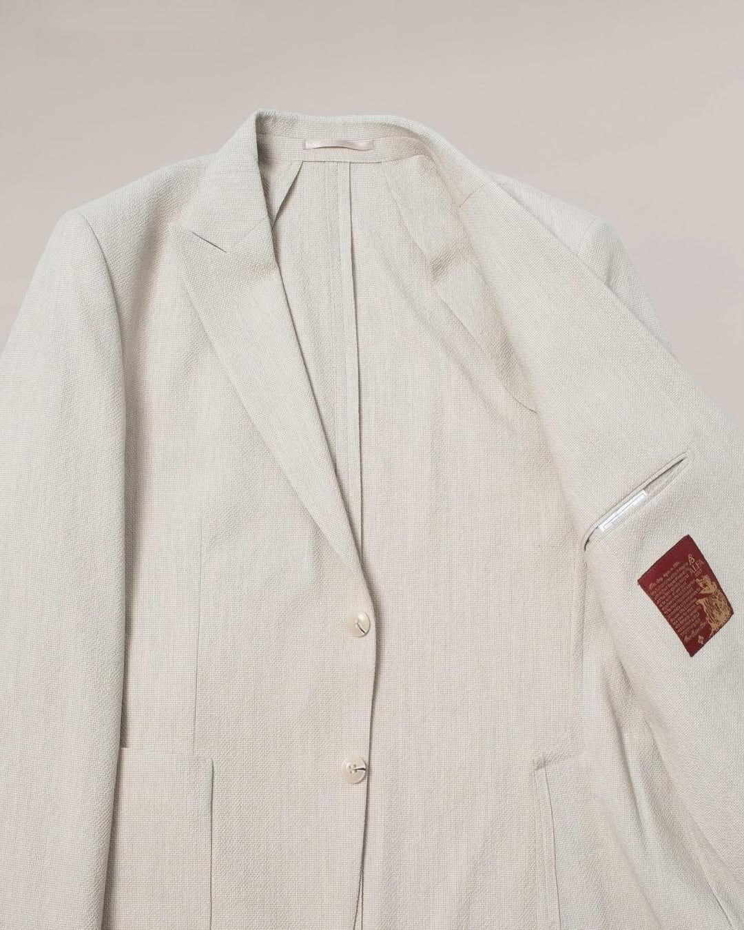 Summer Off White Linen Peaked Lapel Simple Men Suit