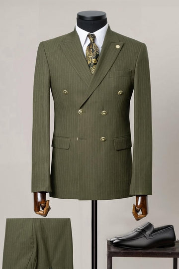 Lime Green Double Breasted Pinstripe Suits for Business