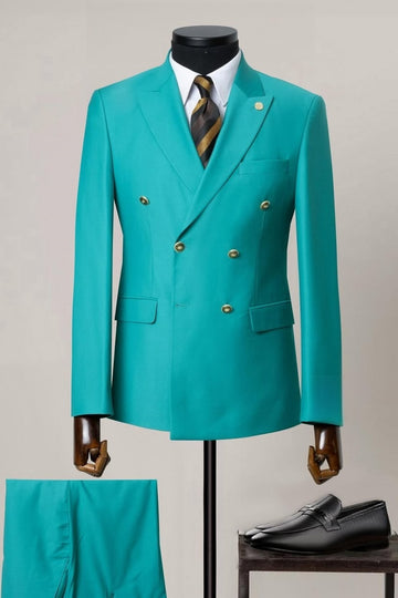 Modern Blue Double Breasted Big and Tall Prom Suit