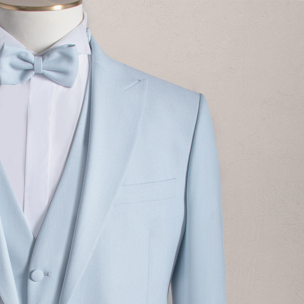Chic Sky Blue Peak Lapel 3-Piece Business Suits