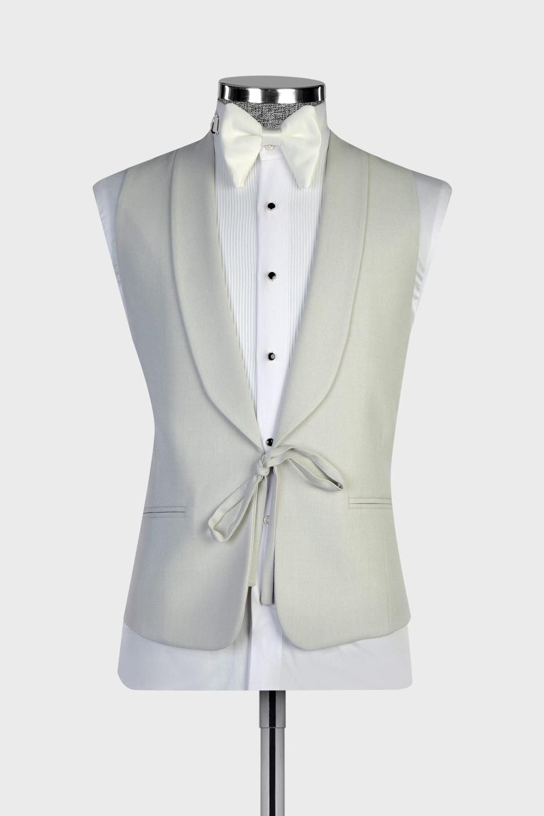 Beige 3-Piece Shawl Lapel Wedding Suit with Vest