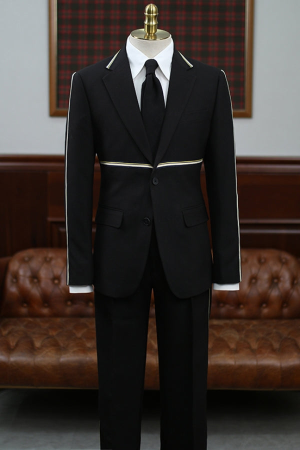 British Style Black Ribbon Stitching Chic Prom Suit