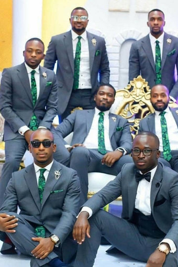 Simple Gray Notched Lapel Bespoke Groomsmen Suits