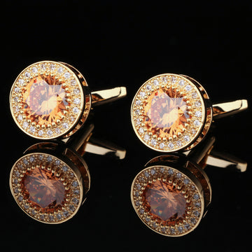CTF0014 Bright Gold Yellow Diamond Cufflinks