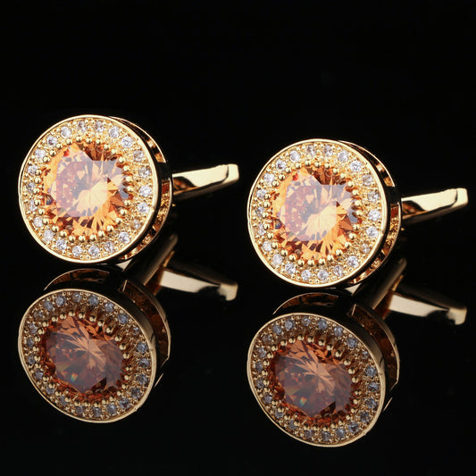 CTF0014 Bright Gold Yellow Diamond Cufflinks