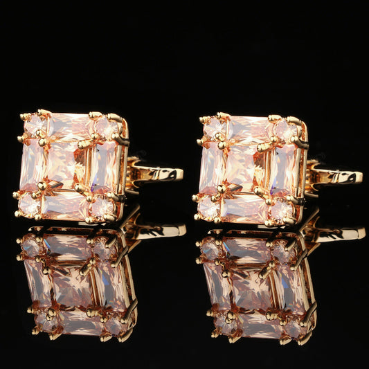 CTF0016 Gold Nine-Square Yellow Diamond Cufflinks