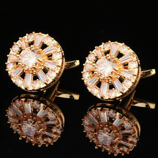 CTF0018 Shiny Gold Crystals Cufflinks