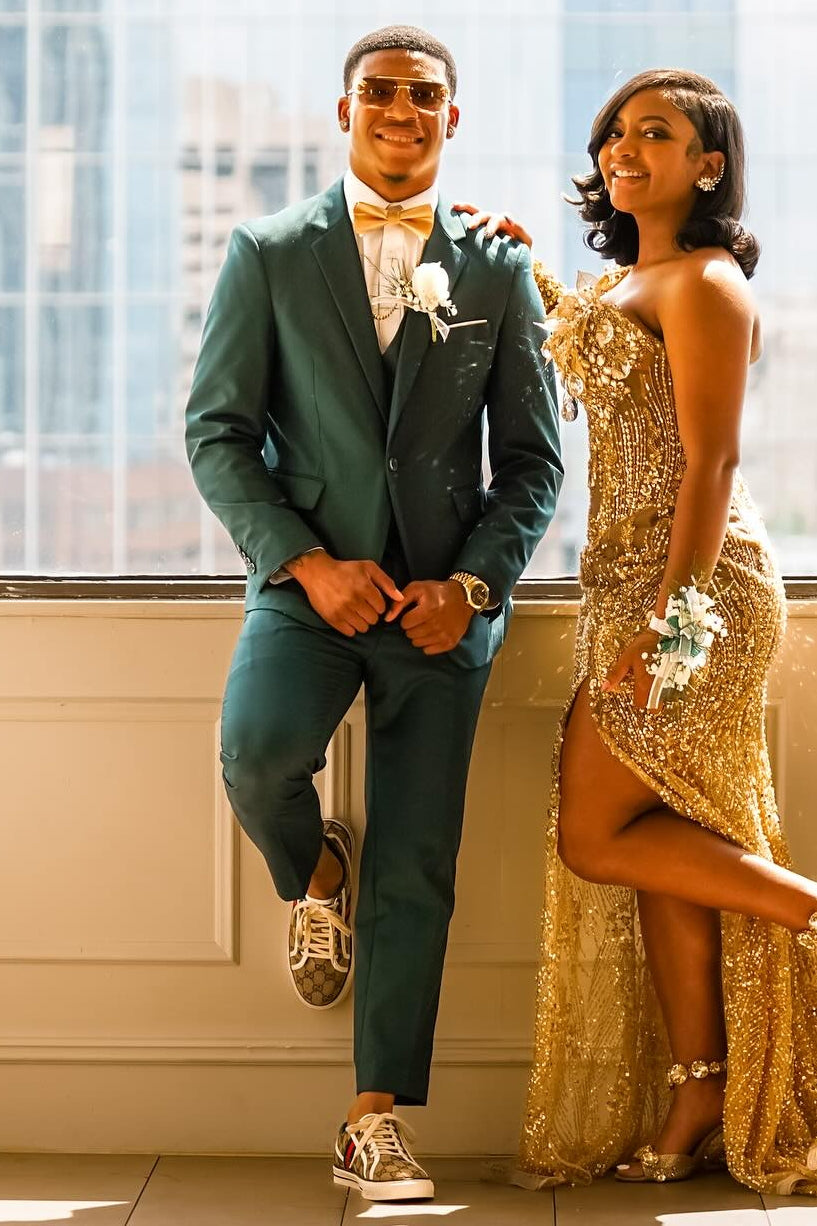 3 Piece Dark Green Men's Prom Suit Wedding Groomsmen Suit