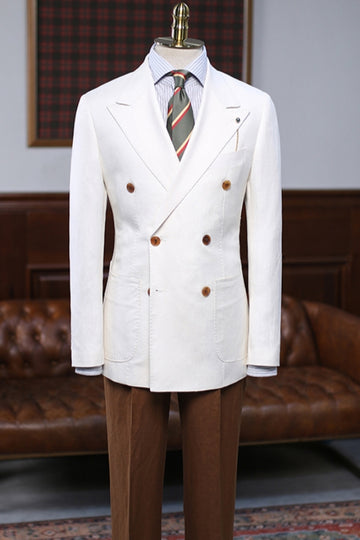 White Double Breasted Slim Fit Stylish Men Suit
