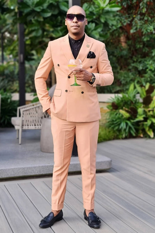 Coral Peak Lapel Double Breasted Best Fitted Men Suits