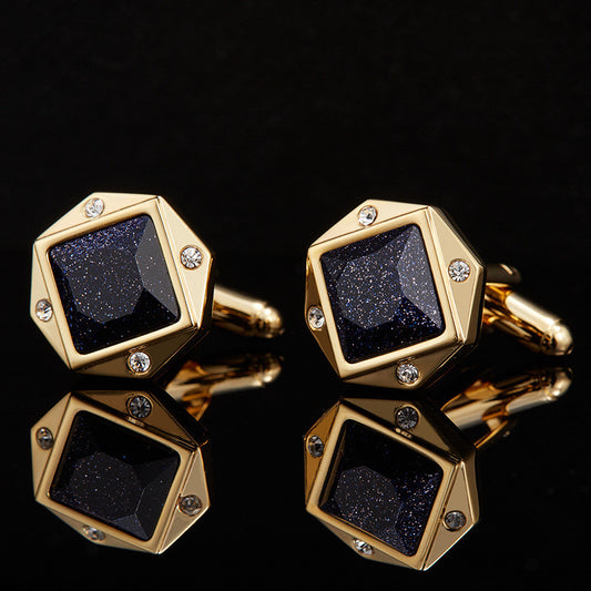 CTF0002 Golden Romantic Starry Sky Stone Cufflinks