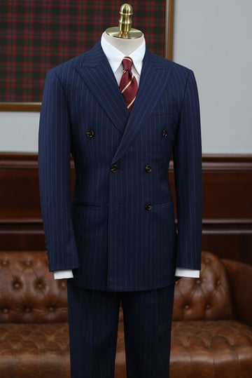 Navy Blue Pinstripe Double Breasted Formal Suits