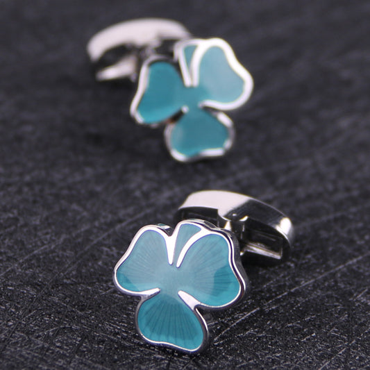 CTF0031 Exquisite Clover Blue Cufflinks