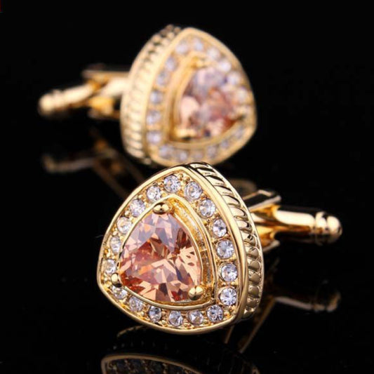 CTF0032 Golden Vast Starry Sky Stone Cufflinks