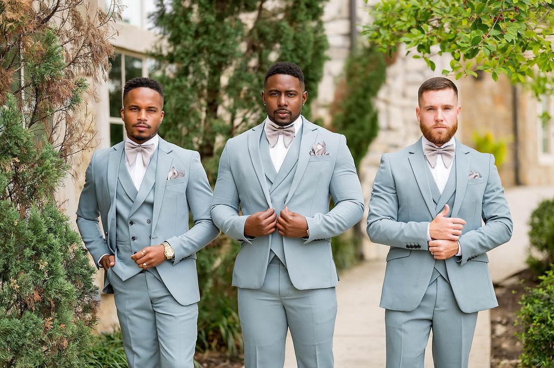 Modern Blue 3-Pieces Notched Lapel Groomsmen Suits