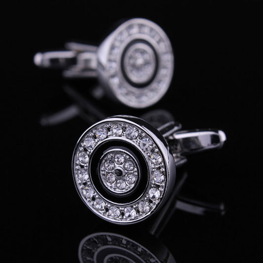 CTF0033 French Silver Crystal Cufflinks