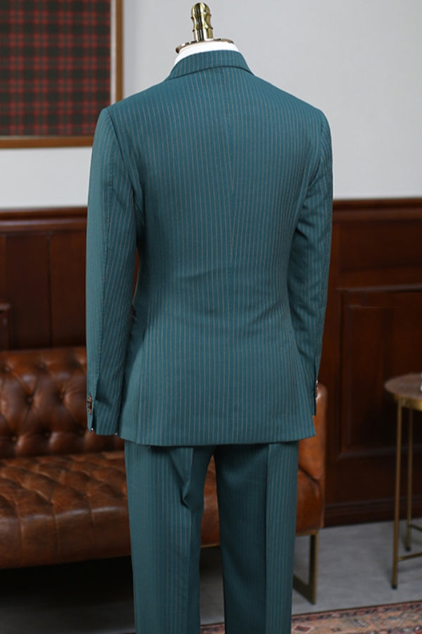 Teal Pinstripe Double Breasted Formal Suits