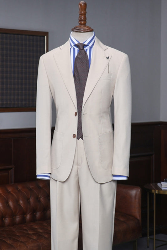 Chic Khaki 2 Pieces Best Fitted Prom Men Suit